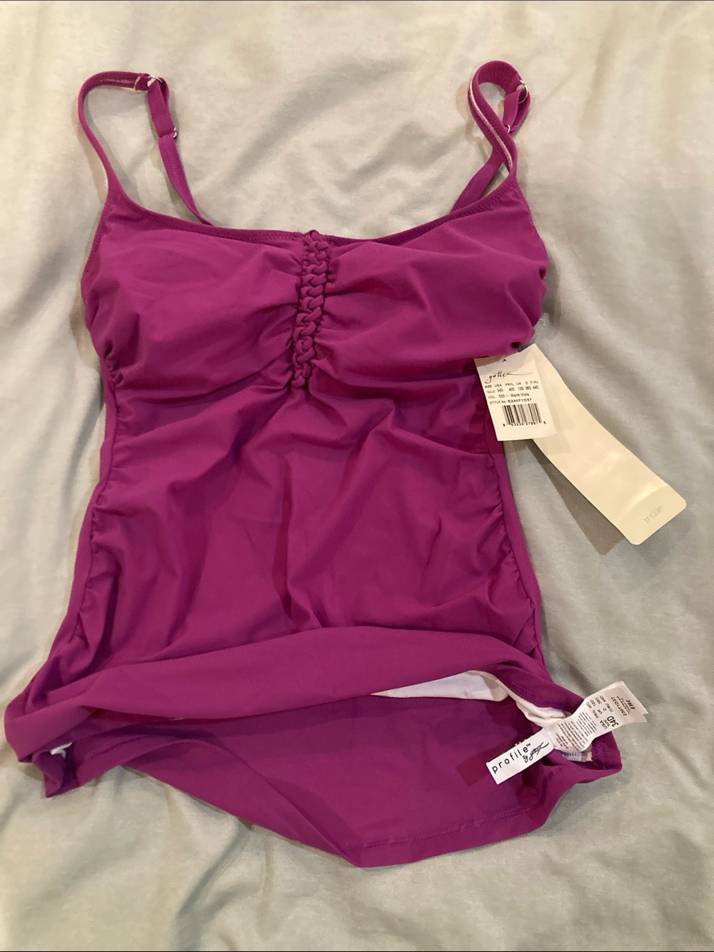 Profile By Gottex Magenta Ruched-Front One-Piece Swimcover size 34D